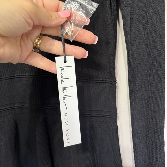 Nicole Miller Black Sheath Dress with Cuffed Long Sleeves - Picture 5 of 8